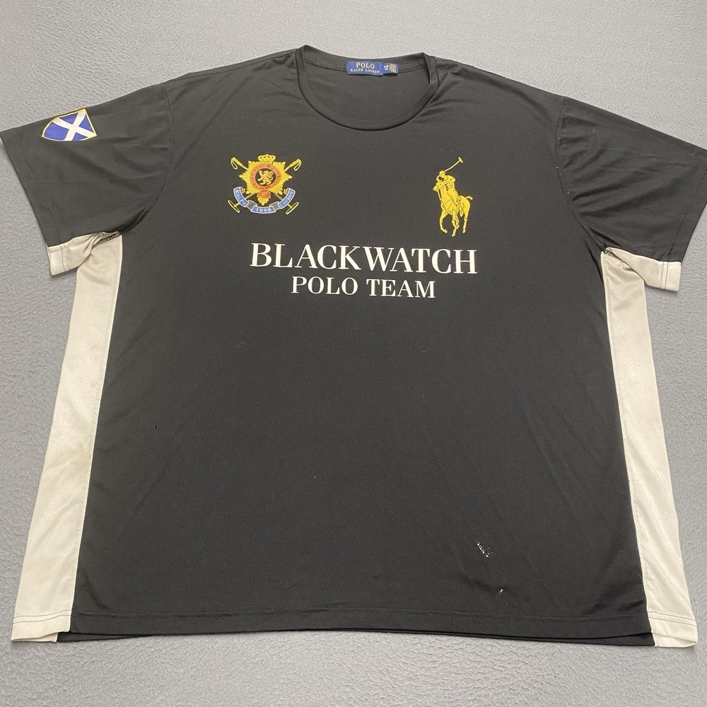 Polo Ralph‎ Lauren Shirt Mens Big 2X Black Blackwatch Polo Team Jersey Tee
